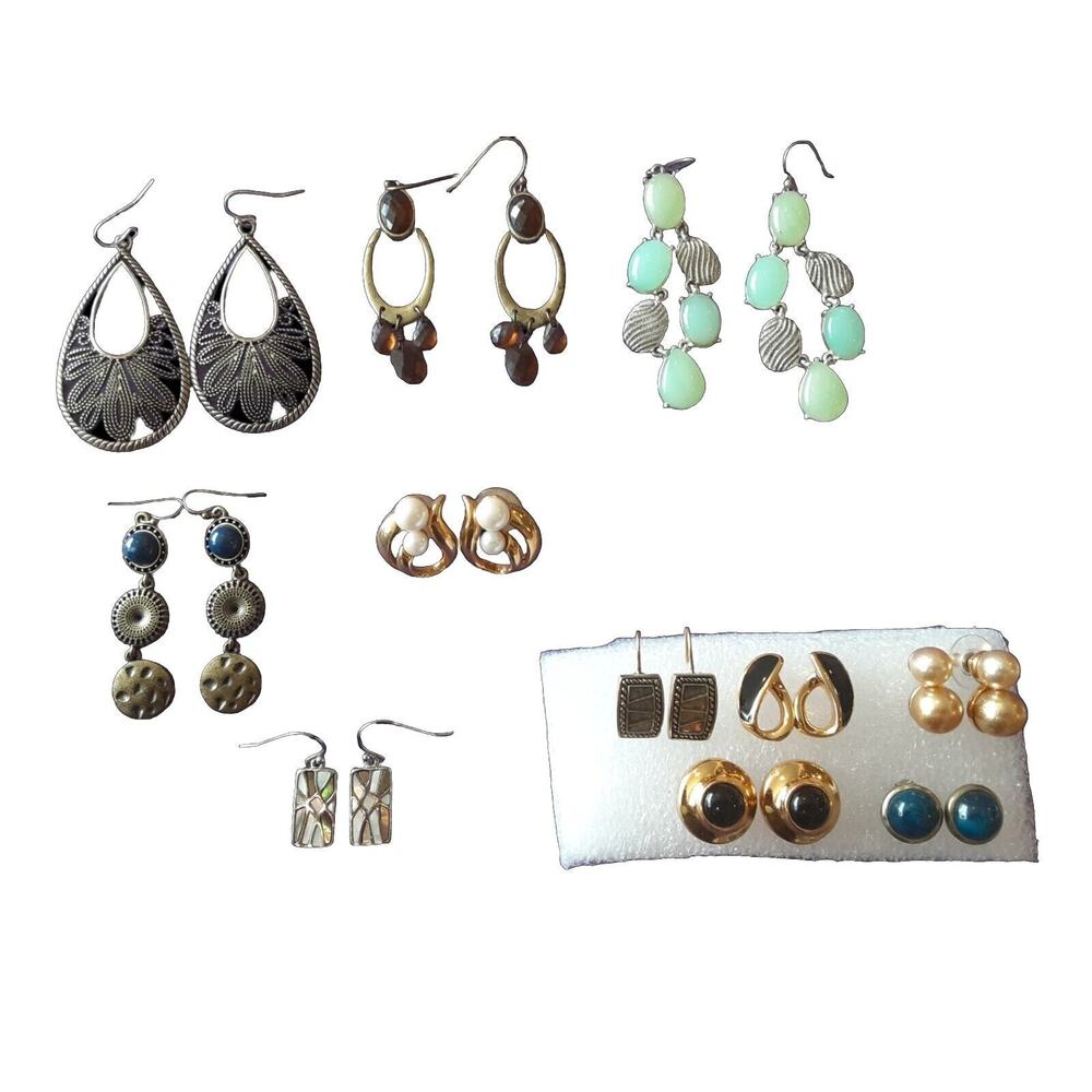 Signed Earrings Lot Of 11 Monet Trifari Kenneth Cole Avon Nine West Lia Sophia